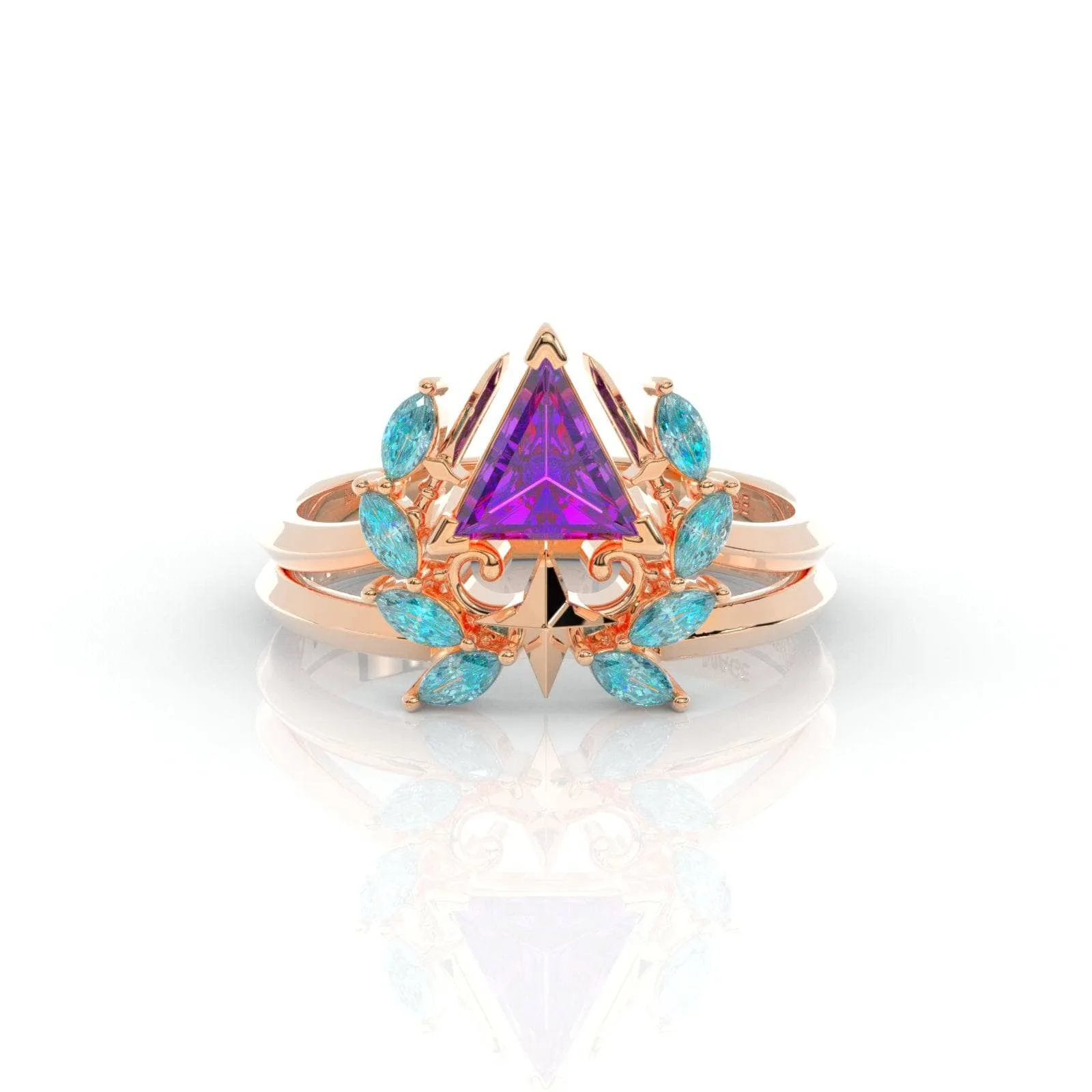 Light Mage Ring Set- 14k Rose Gold Video Game Inspired Rings