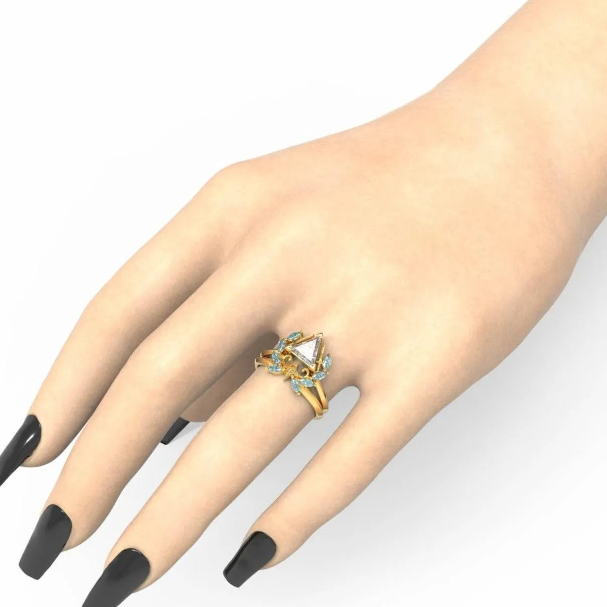 Light Mage Ring Set- 14k Rose Gold Video Game Inspired Rings