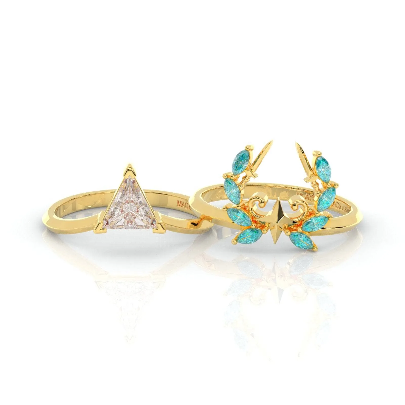 Light Mage Ring Set- 14k Rose Gold Video Game Inspired Rings