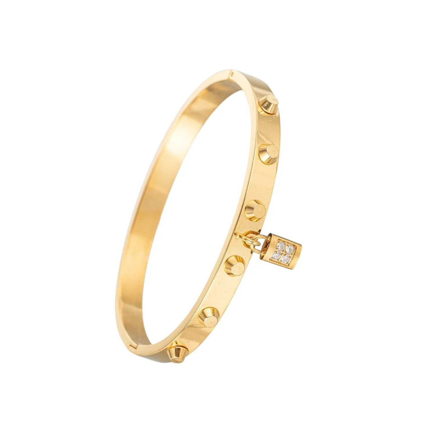 Lock Charm Studded Bangle