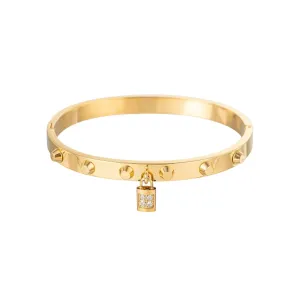 Lock Charm Studded Bangle
