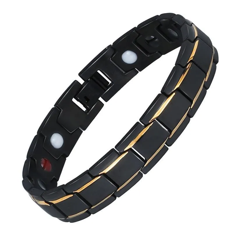 Magnetic Black Plated Stainless Steel Energy Germanium Bracelet