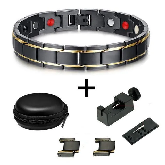 Magnetic Black Plated Stainless Steel Energy Germanium Bracelet
