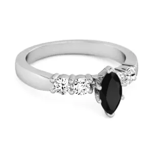 Marquise Cut 0.10 Ctw Black Spinel Princess Ariana Wishbone Ring