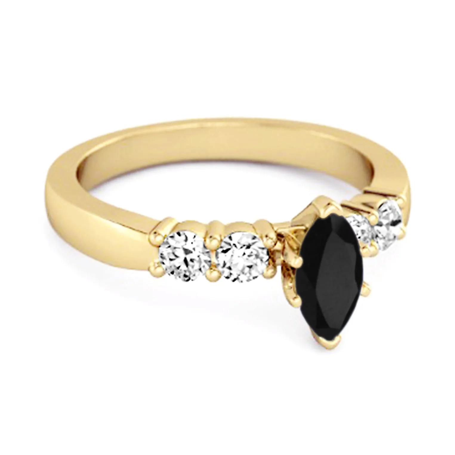 Marquise Cut 0.10 Ctw Black Spinel Princess Ariana Wishbone Ring