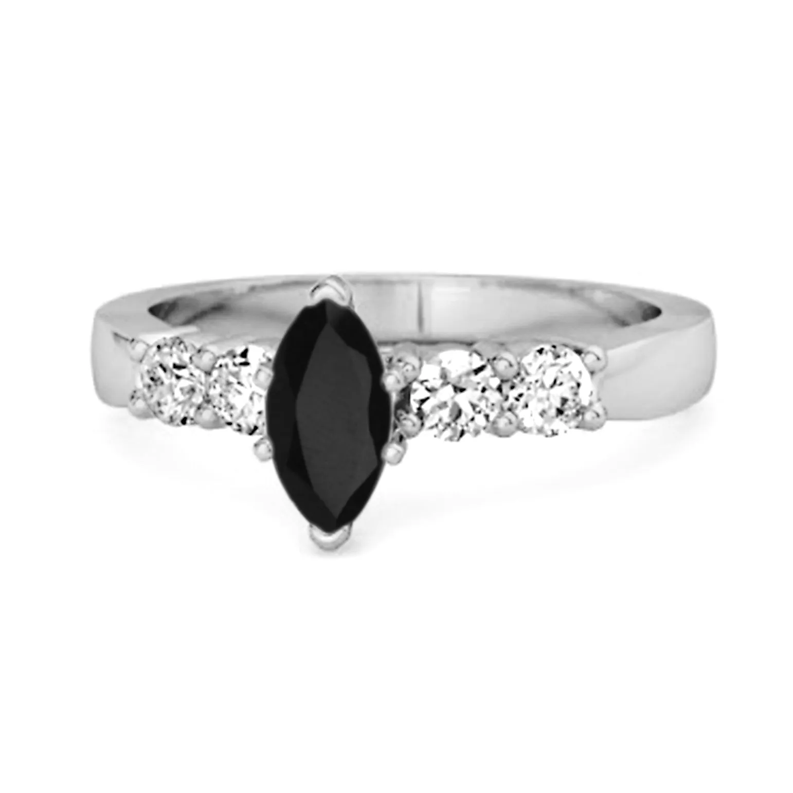 Marquise Cut 0.10 Ctw Black Spinel Princess Ariana Wishbone Ring