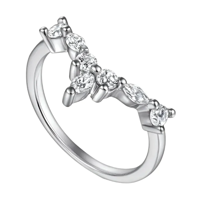 Marquise Cut Stackable V Shape Wedding Band