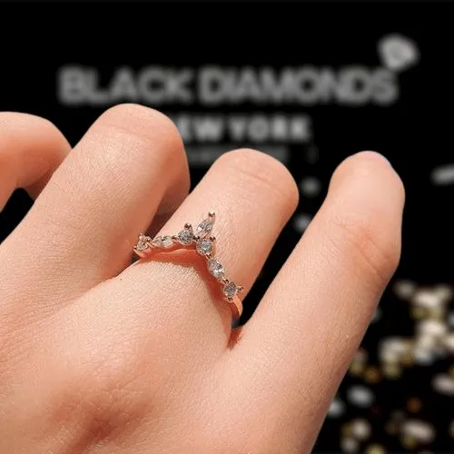 Marquise Cut Stackable V Shape Wedding Band