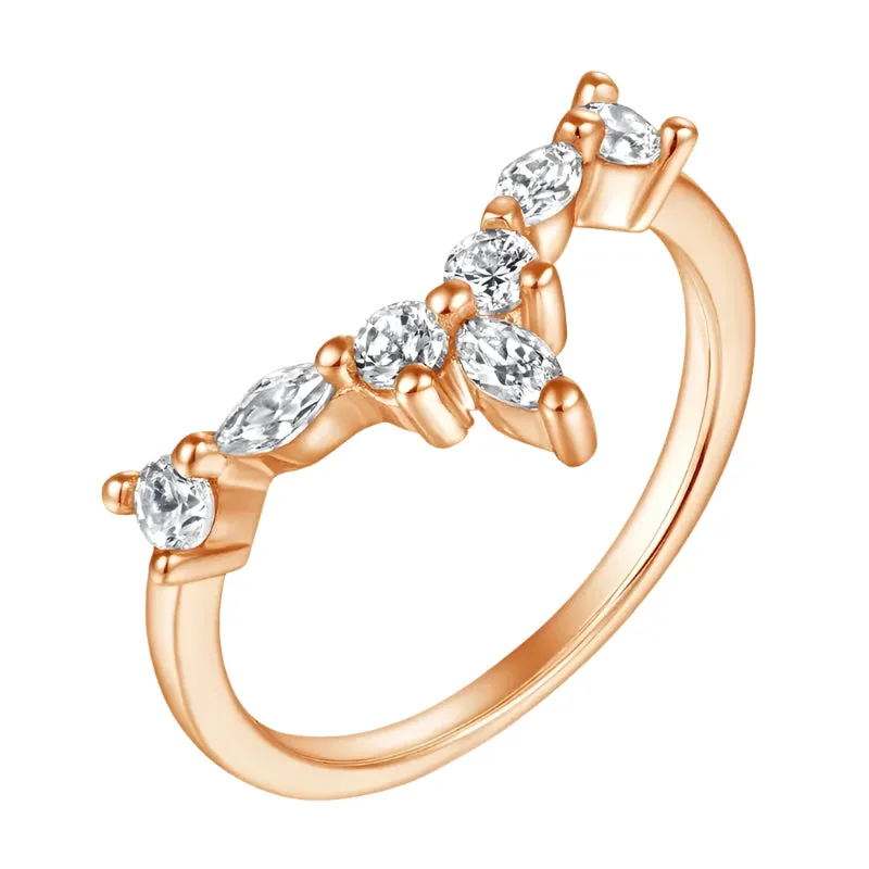 Marquise Cut Stackable V Shape Wedding Band