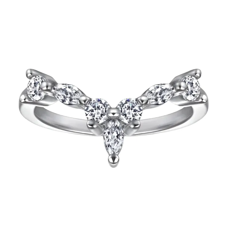 Marquise Cut Stackable V Shape Wedding Band