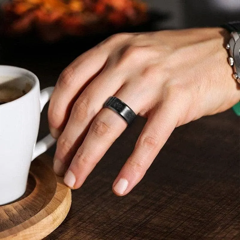 Men's Tungsten Carbide Wedding Band with Sandstone Inlay