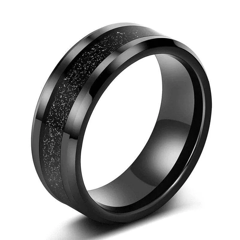 Men's Tungsten Carbide Wedding Band with Sandstone Inlay