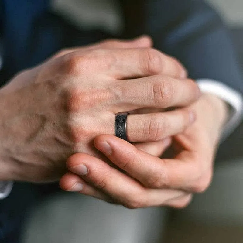 Men's Tungsten Carbide Wedding Band with Sandstone Inlay