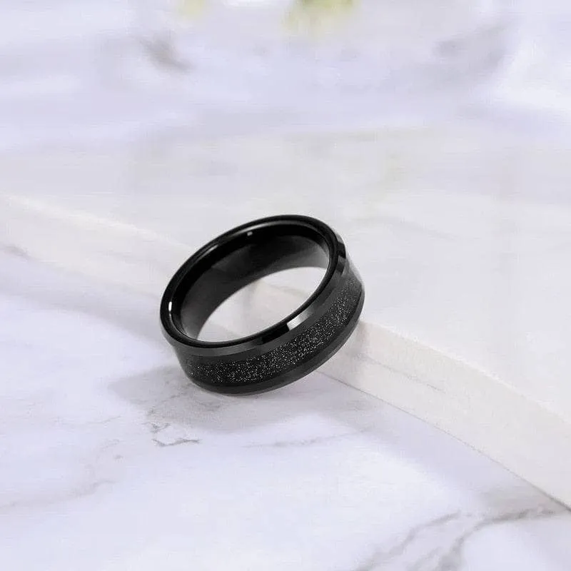 Men's Tungsten Carbide Wedding Band with Sandstone Inlay