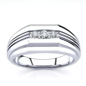 Men's Wedding Band With Created Sapphire