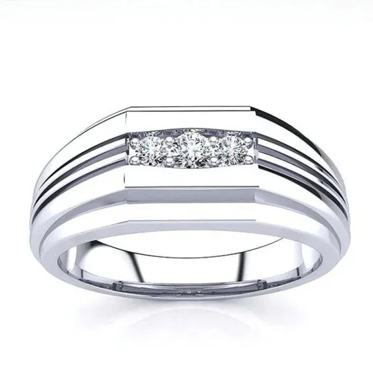 Men's Wedding Band With Created Sapphire