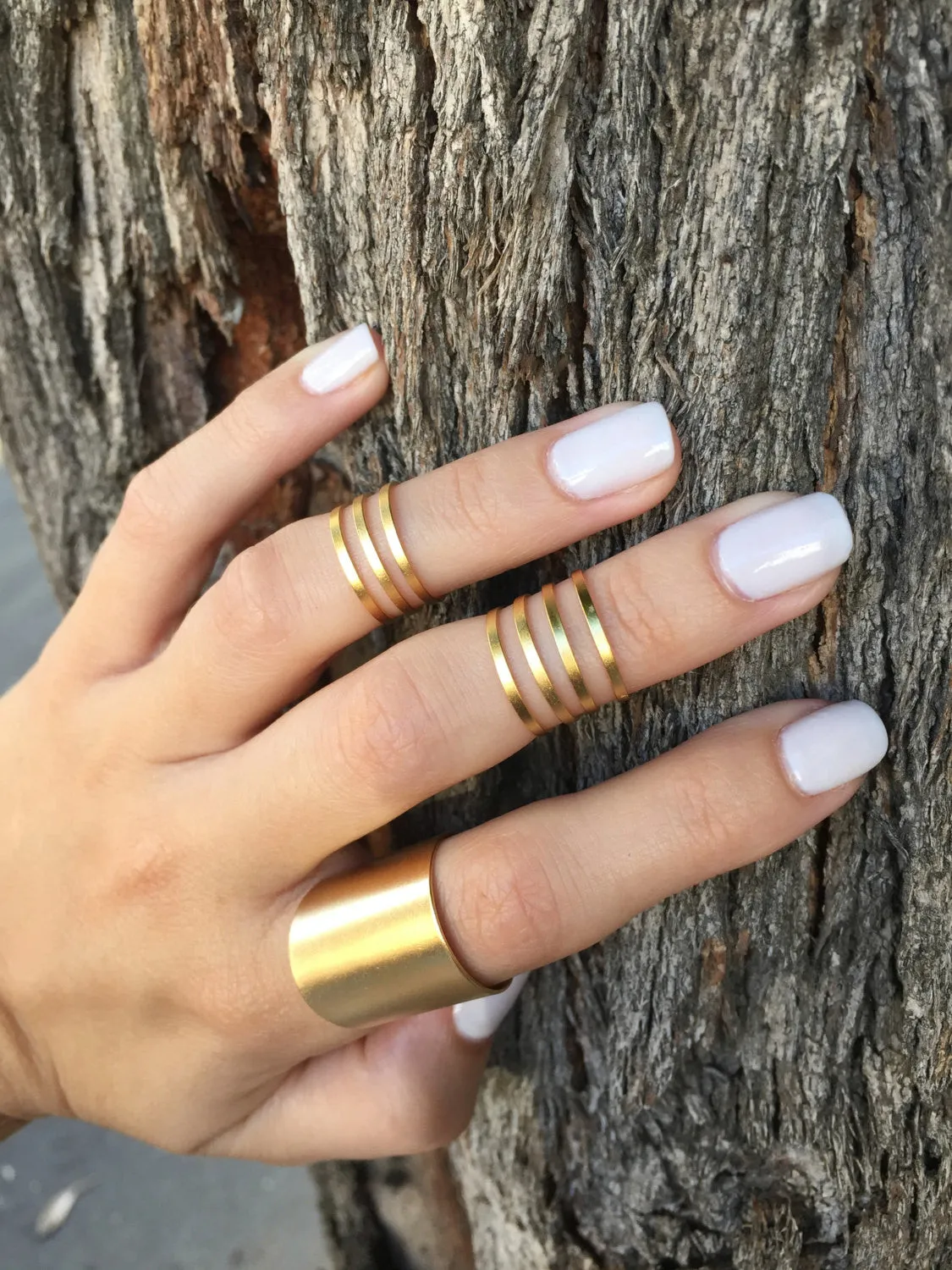 Minimalist Matte Gold Ring Set – Stackable & Chic