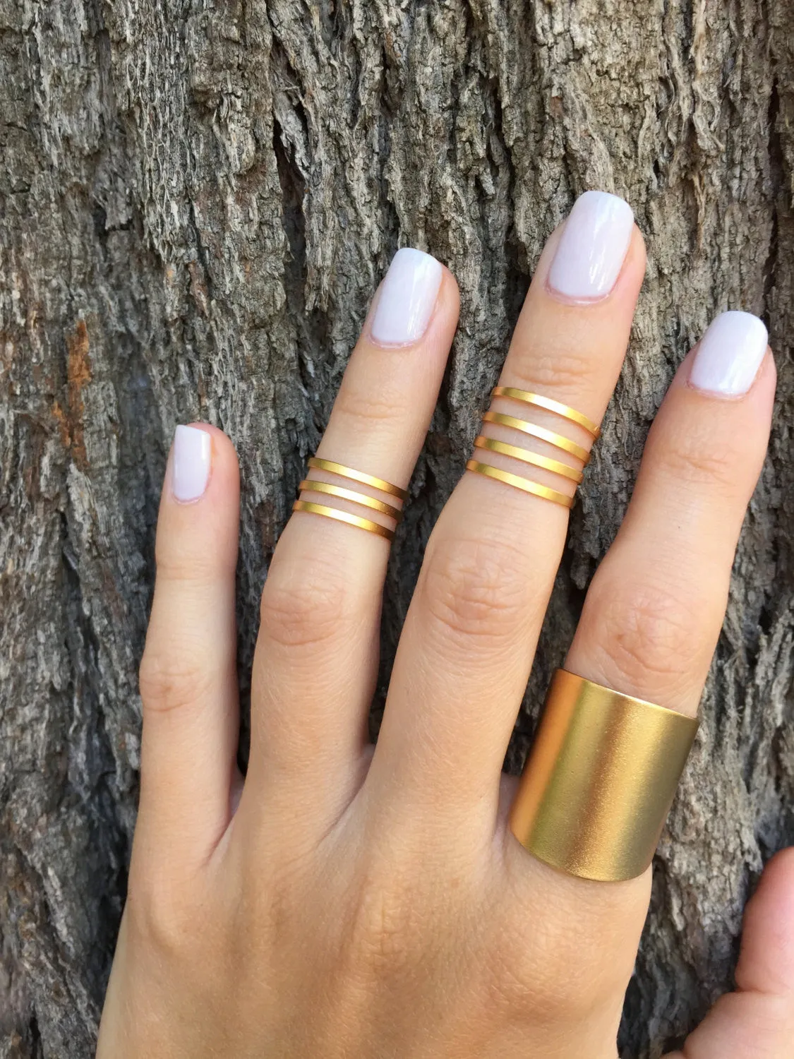 Minimalist Matte Gold Ring Set – Stackable & Chic