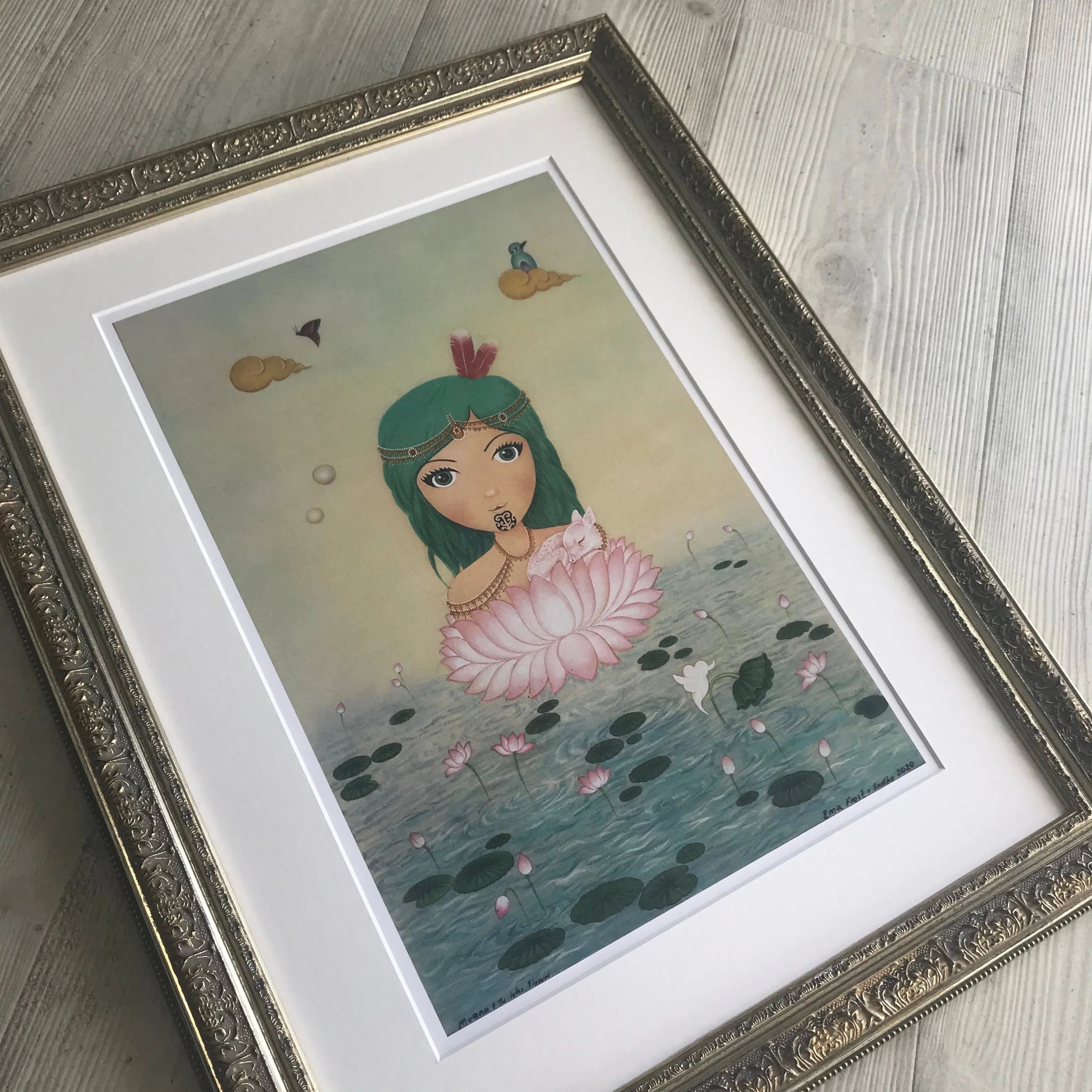Moana & The Lotus Flower, Ornate Gold - Framed