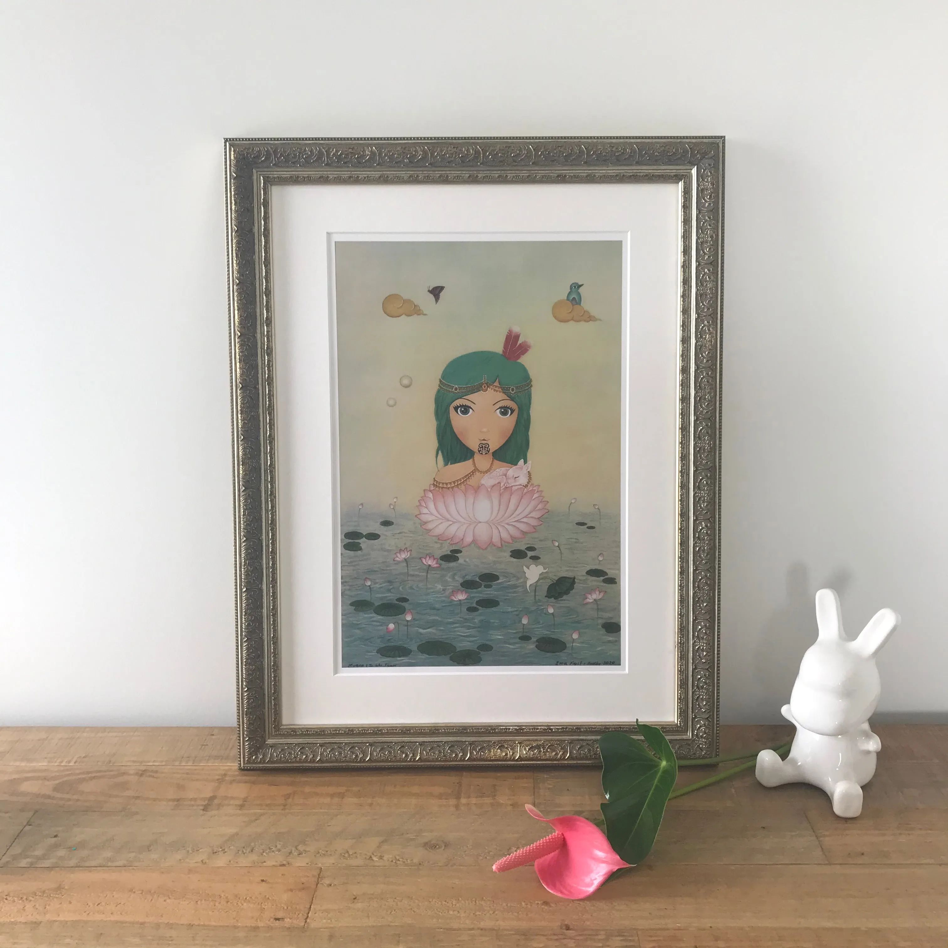 Moana & The Lotus Flower, Ornate Gold - Framed
