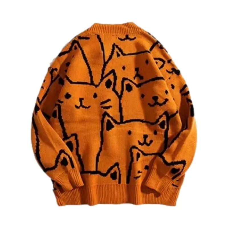 Modern Cartoon Couple Cat Sweater