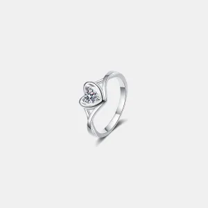 Moissanite Heart Sterling Silver Ring