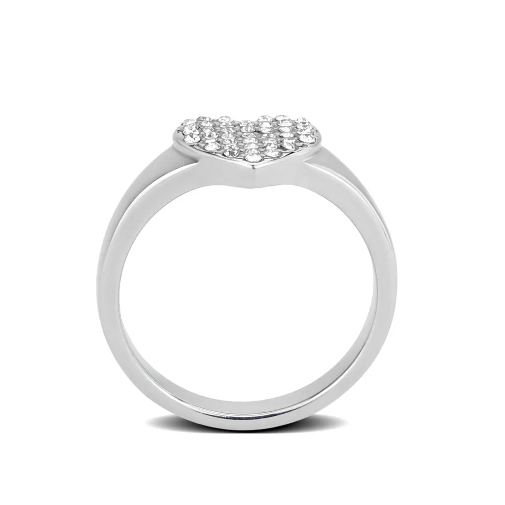 MT 2783 - High polished (no plating) Stainless Steel Ring with High Grade Crystals in Clear