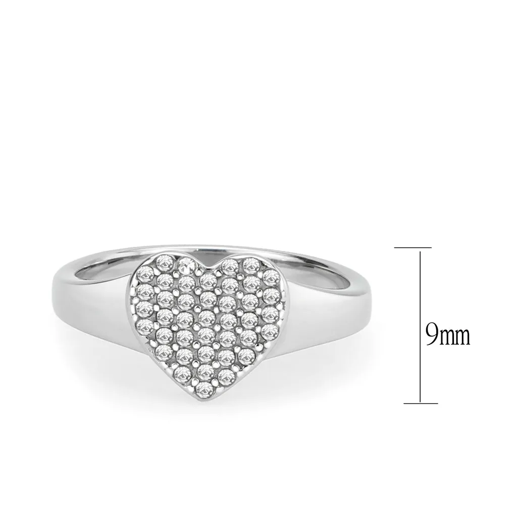 MT 2783 - High polished (no plating) Stainless Steel Ring with High Grade Crystals in Clear