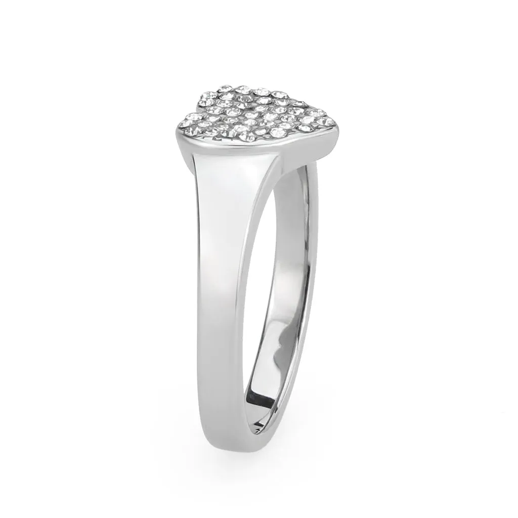 MT 2783 - High polished (no plating) Stainless Steel Ring with High Grade Crystals in Clear