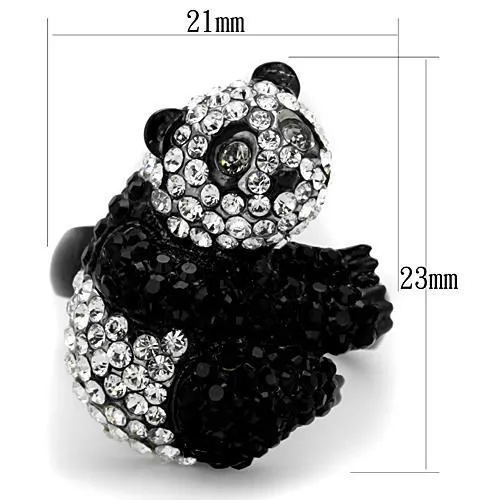 MT 5371 - Two-Tone IP Black Stainless Steel Ring with Top Grade Crystal in Black Diamond Newest