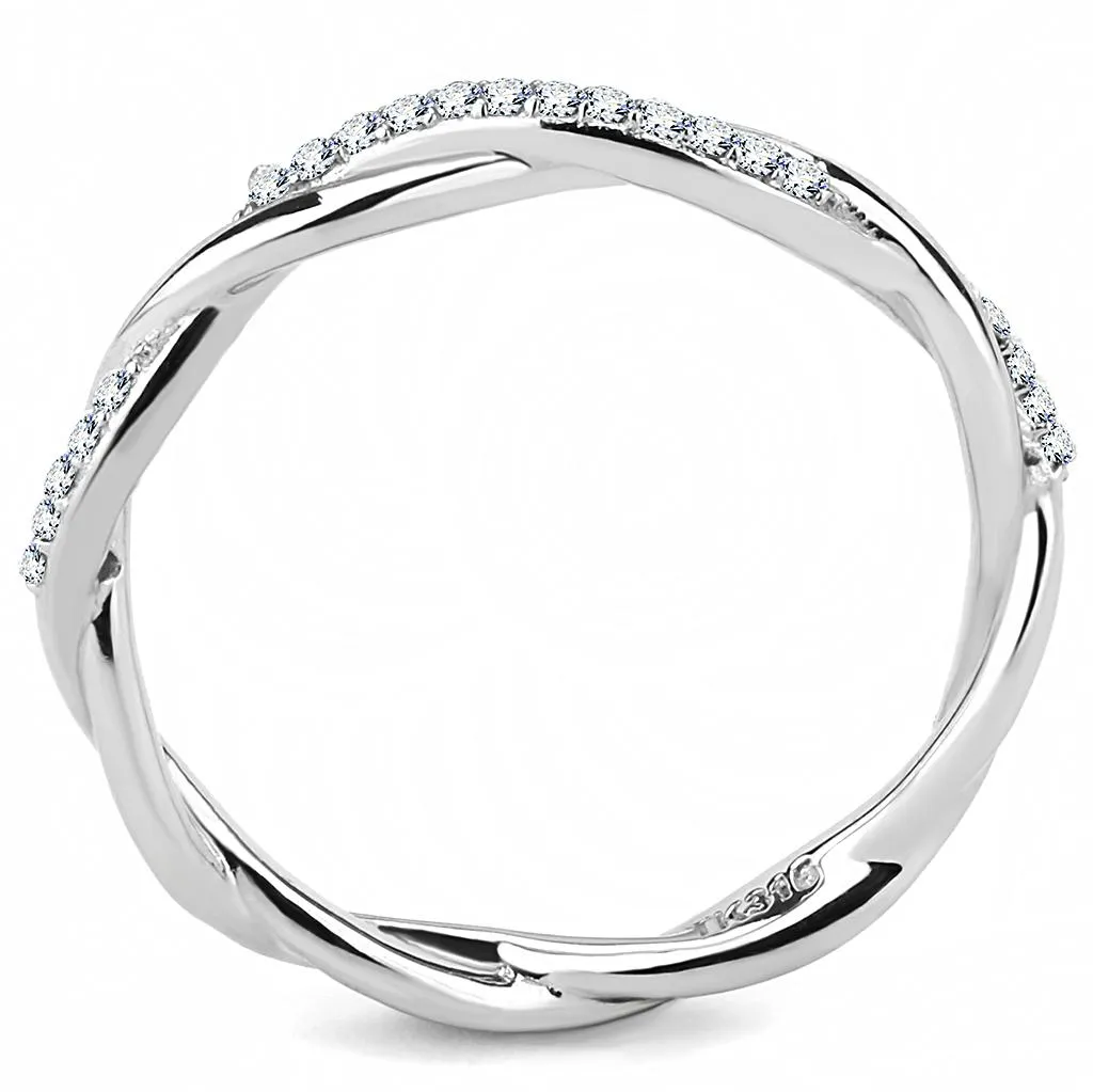MT ad 240 - High polished (no plating) Stainless Steel Ring April Birthstone Petite Newest