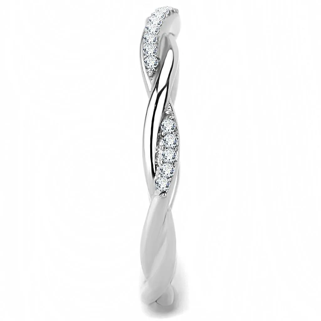 MT ad 240 - High polished (no plating) Stainless Steel Ring April Birthstone Petite Newest