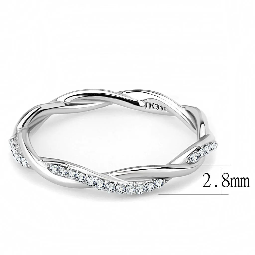MT ad 240 - High polished (no plating) Stainless Steel Ring April Birthstone Petite Newest
