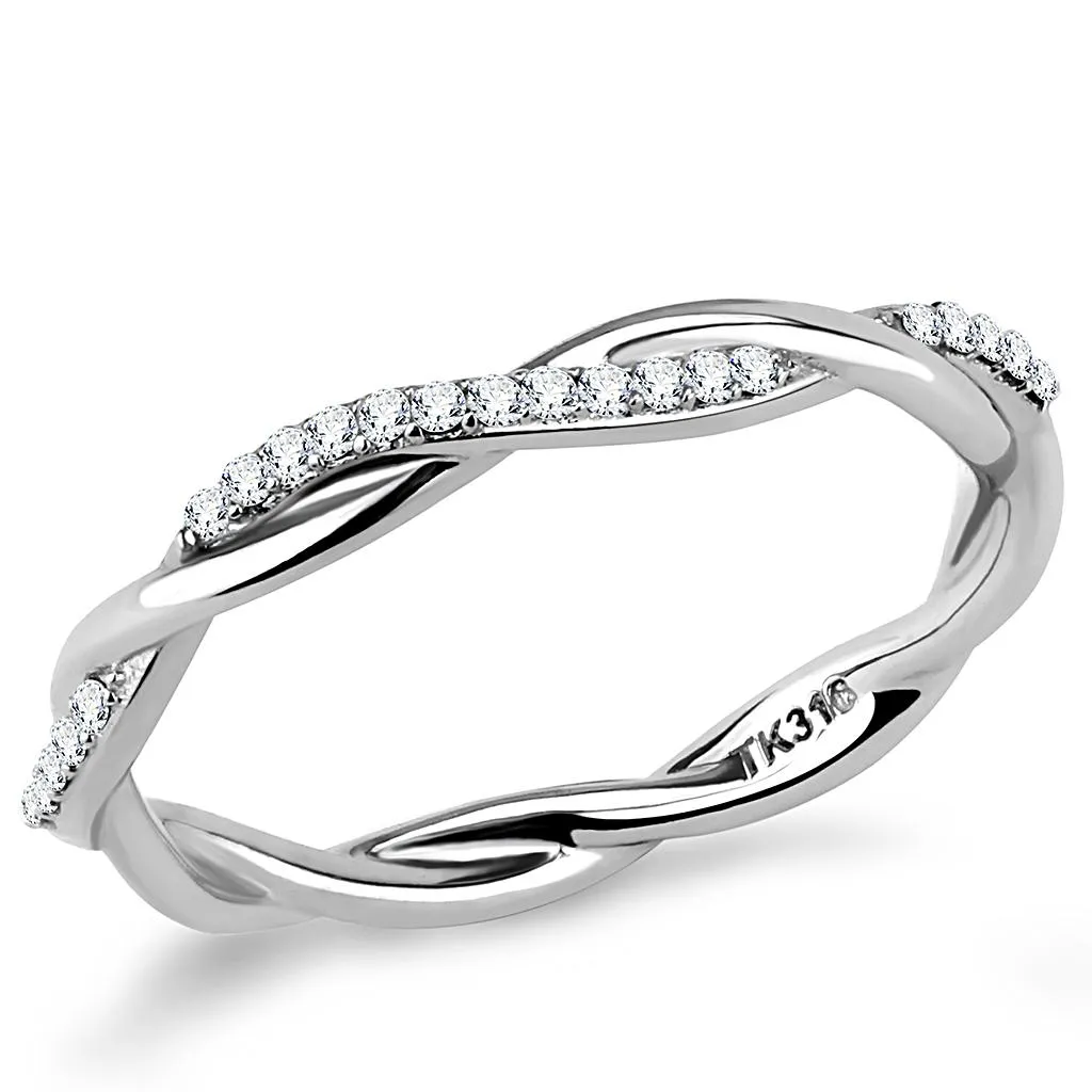 MT ad 240 - High polished (no plating) Stainless Steel Ring April Birthstone Petite Newest