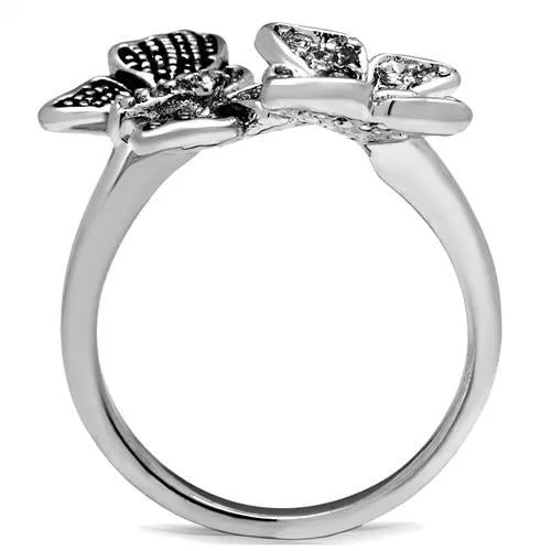 MT4782 - Butterfly White Diamond like Crystal Setting April Birthstone