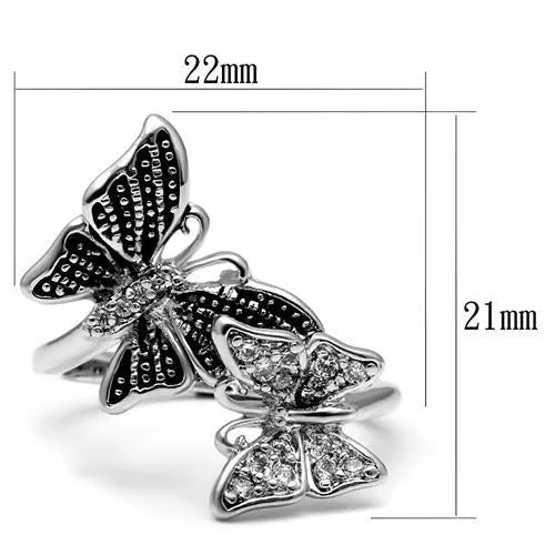 MT4782 - Butterfly White Diamond like Crystal Setting April Birthstone