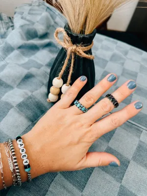 Multi Inlay Turq Stacker Ring