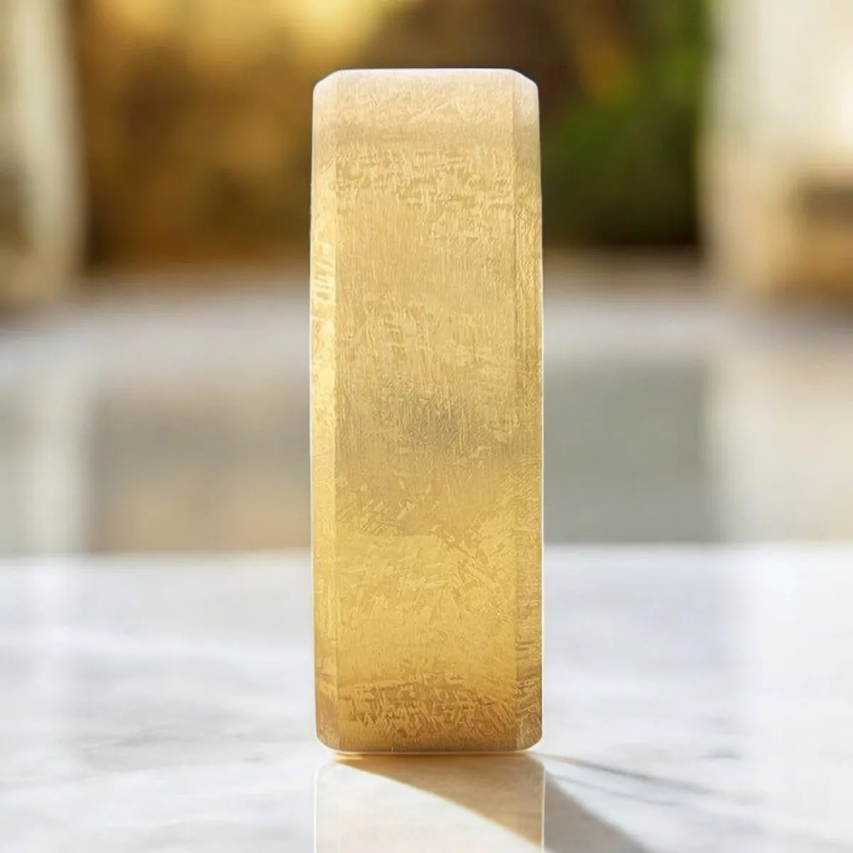 MUSE | Gold Titanium Ring, Meteorite Pattern, Beveled