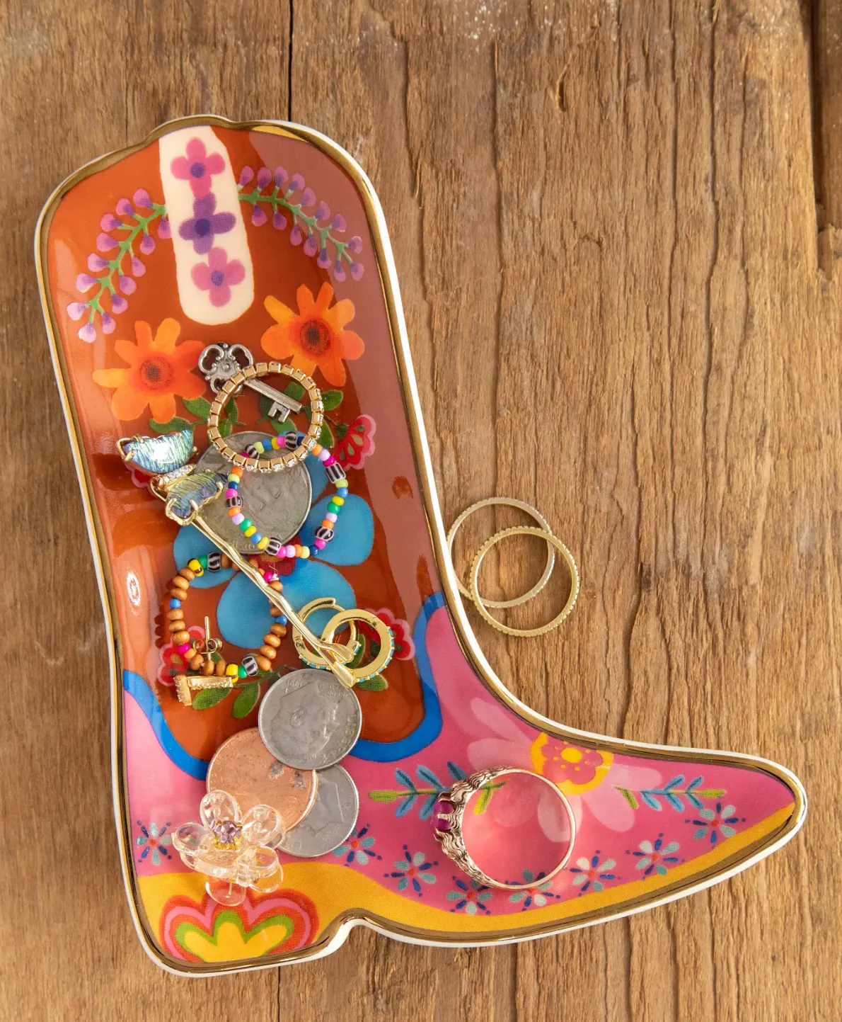 natural life shaped ceramic trinket dish - cowboy boot