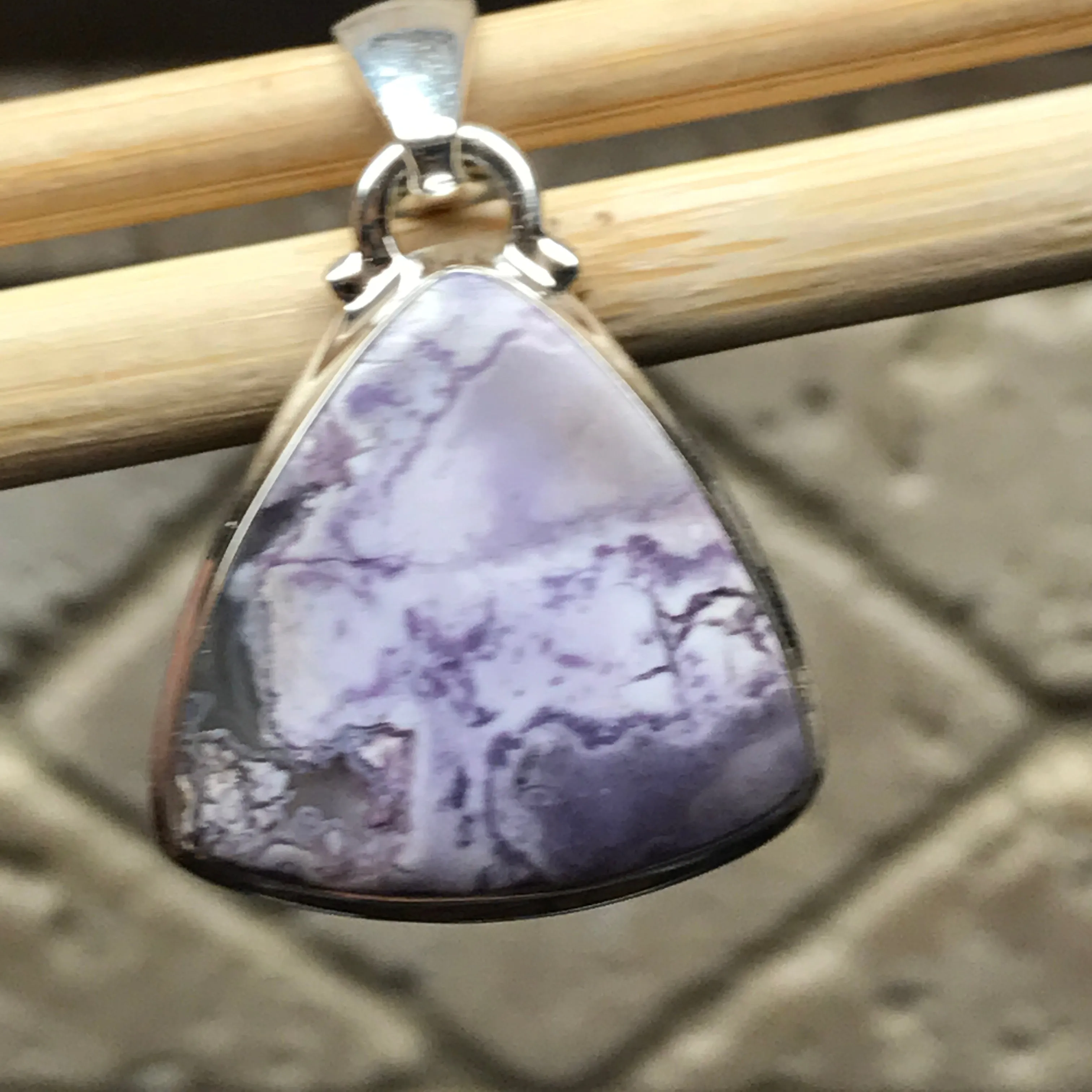 Natural Tiffany Jasper 925 Solid Sterling Silver Pendant 30mm