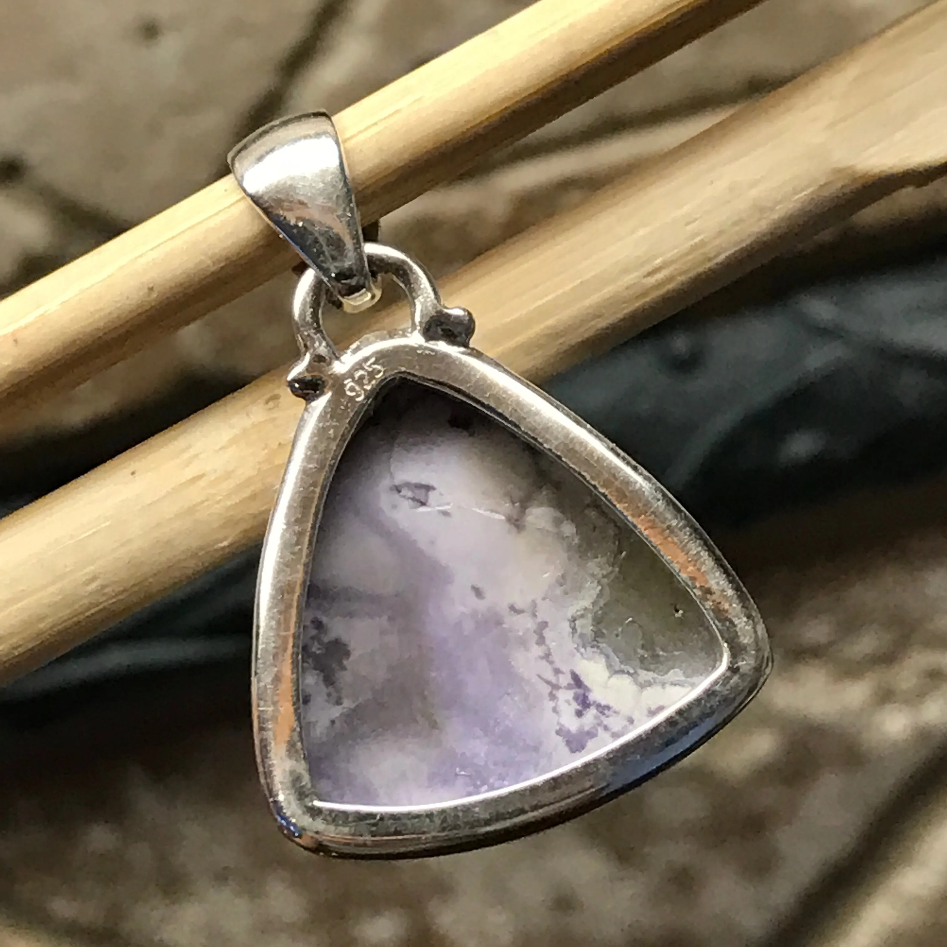 Natural Tiffany Jasper 925 Solid Sterling Silver Pendant 30mm