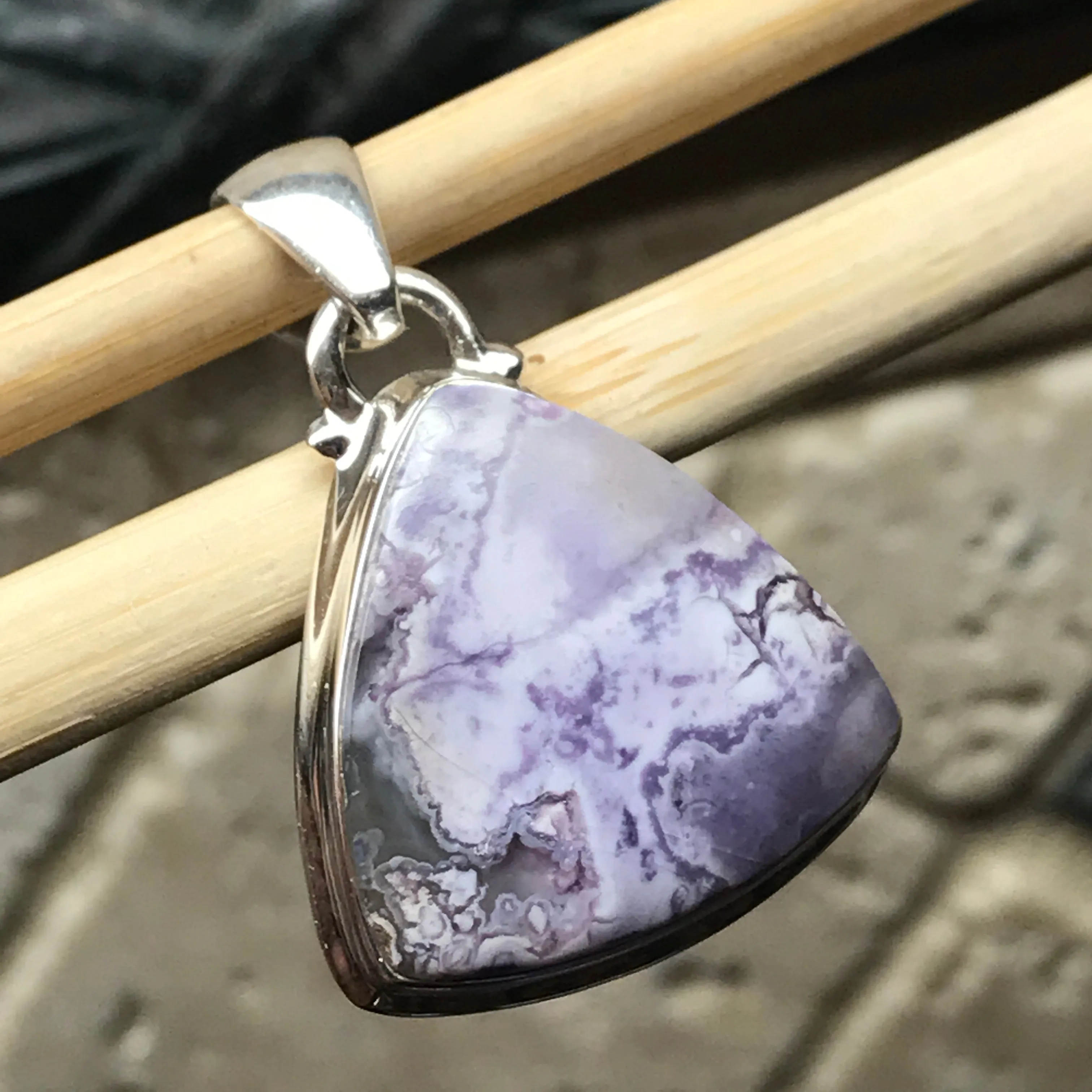 Natural Tiffany Jasper 925 Solid Sterling Silver Pendant 30mm