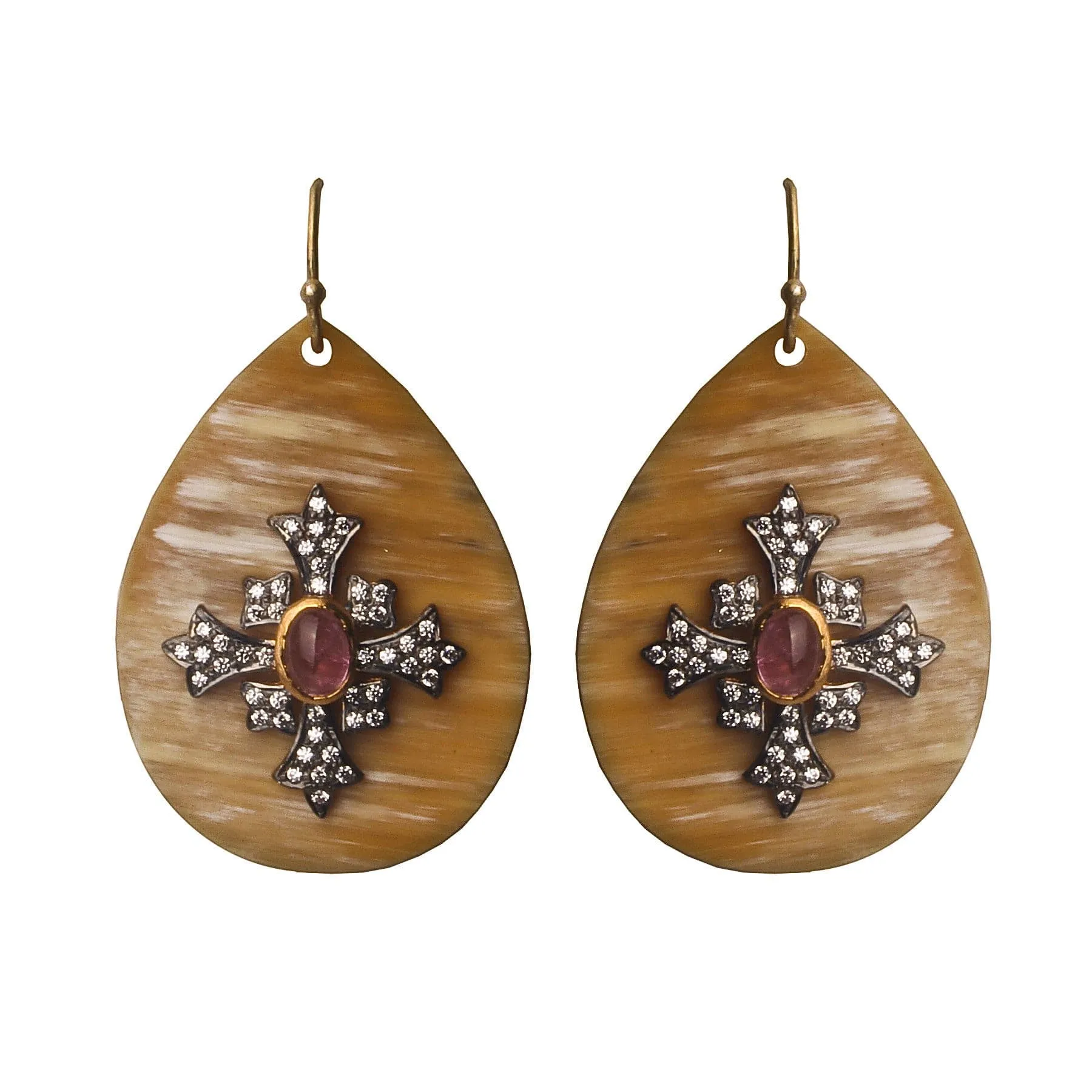 Nouveau Rustic Cross Teardrop Earrings