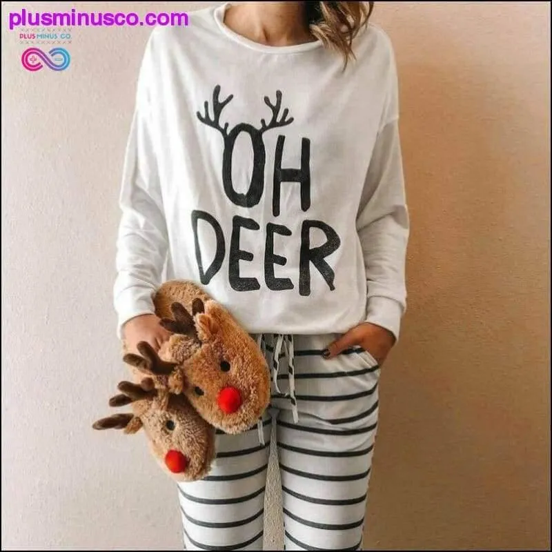 Oh Deer! Long Sleeve Casual Loose Sleeping Tee Cartoon Pattern Sweatshirt 2021 Christmas Sweatshirt
