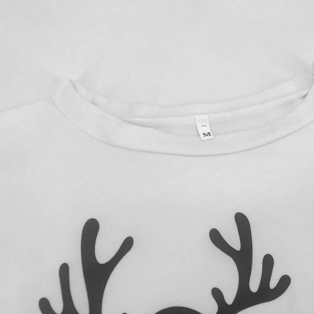 Oh Deer! Long Sleeve Casual Loose Sleeping Tee Cartoon Pattern Sweatshirt 2021 Christmas Sweatshirt