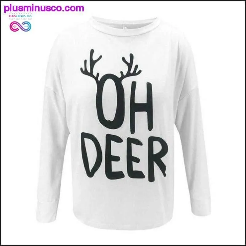 Oh Deer! Long Sleeve Casual Loose Sleeping Tee Cartoon Pattern Sweatshirt 2021 Christmas Sweatshirt