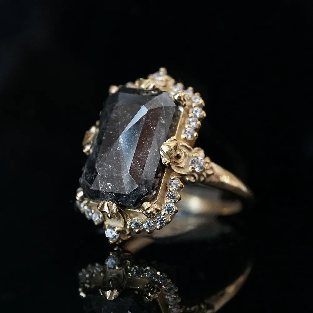 One Of A Kind: Imperium Noctis Salt & Pepper Diamond Ring in 14K and 18K Gold, 4.15ct