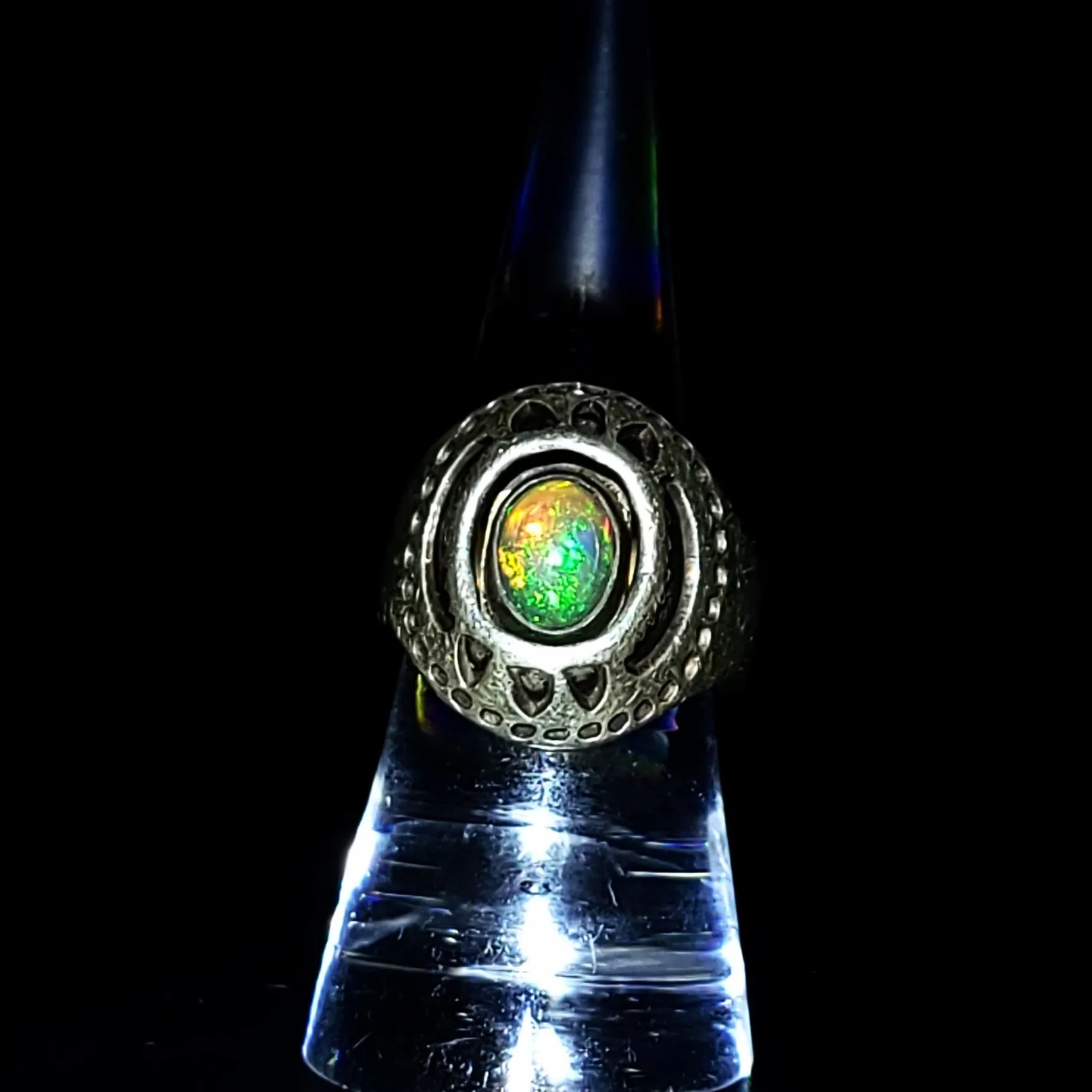Opal Ring 2.5 ct Sterling Silver Band .999