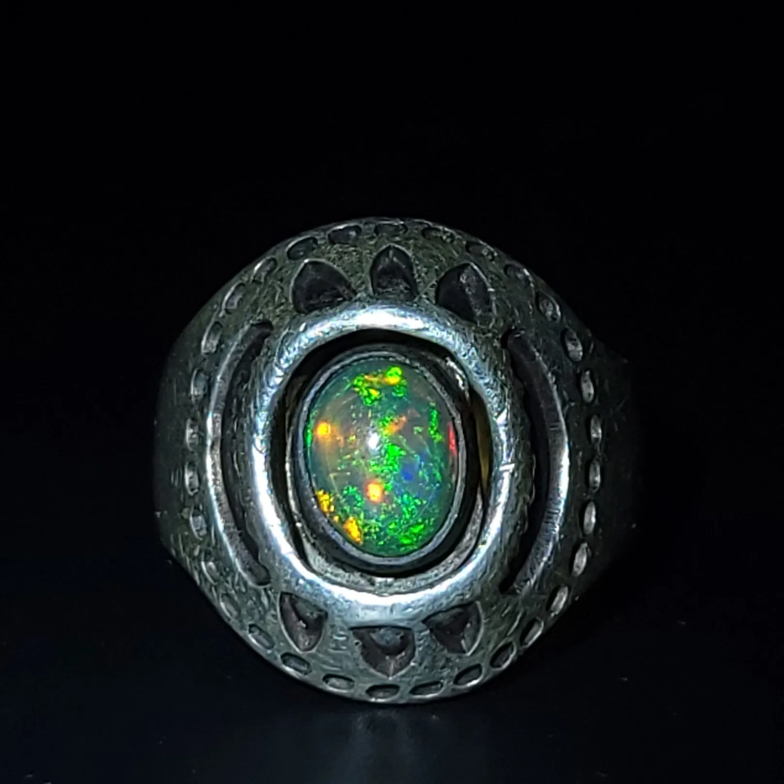 Opal Ring 2.5 ct Sterling Silver Band .999