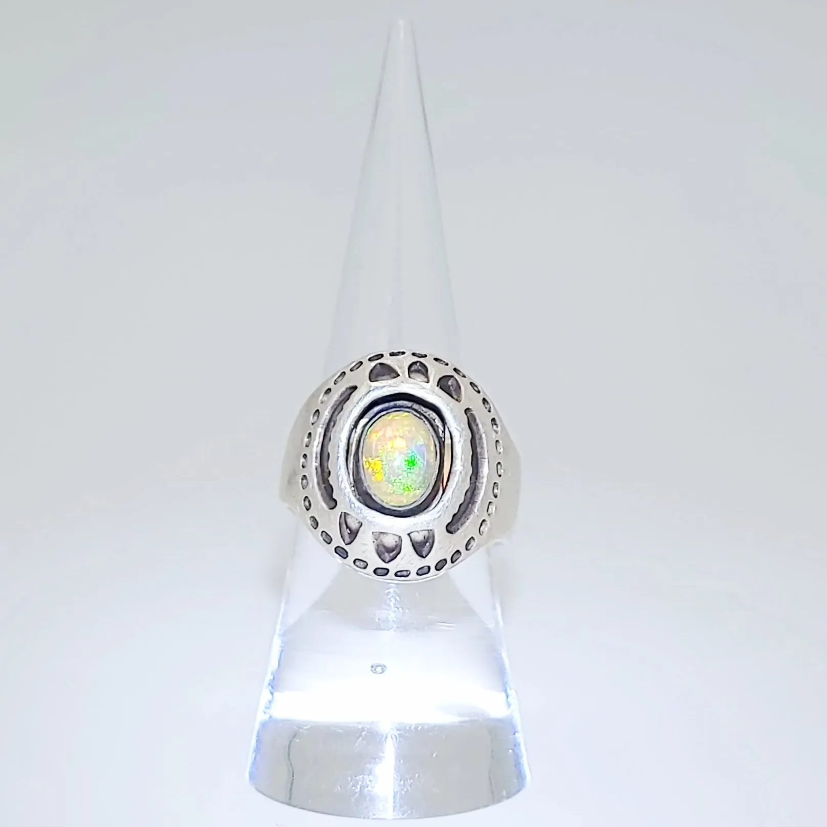 Opal Ring 2.5 ct Sterling Silver Band .999